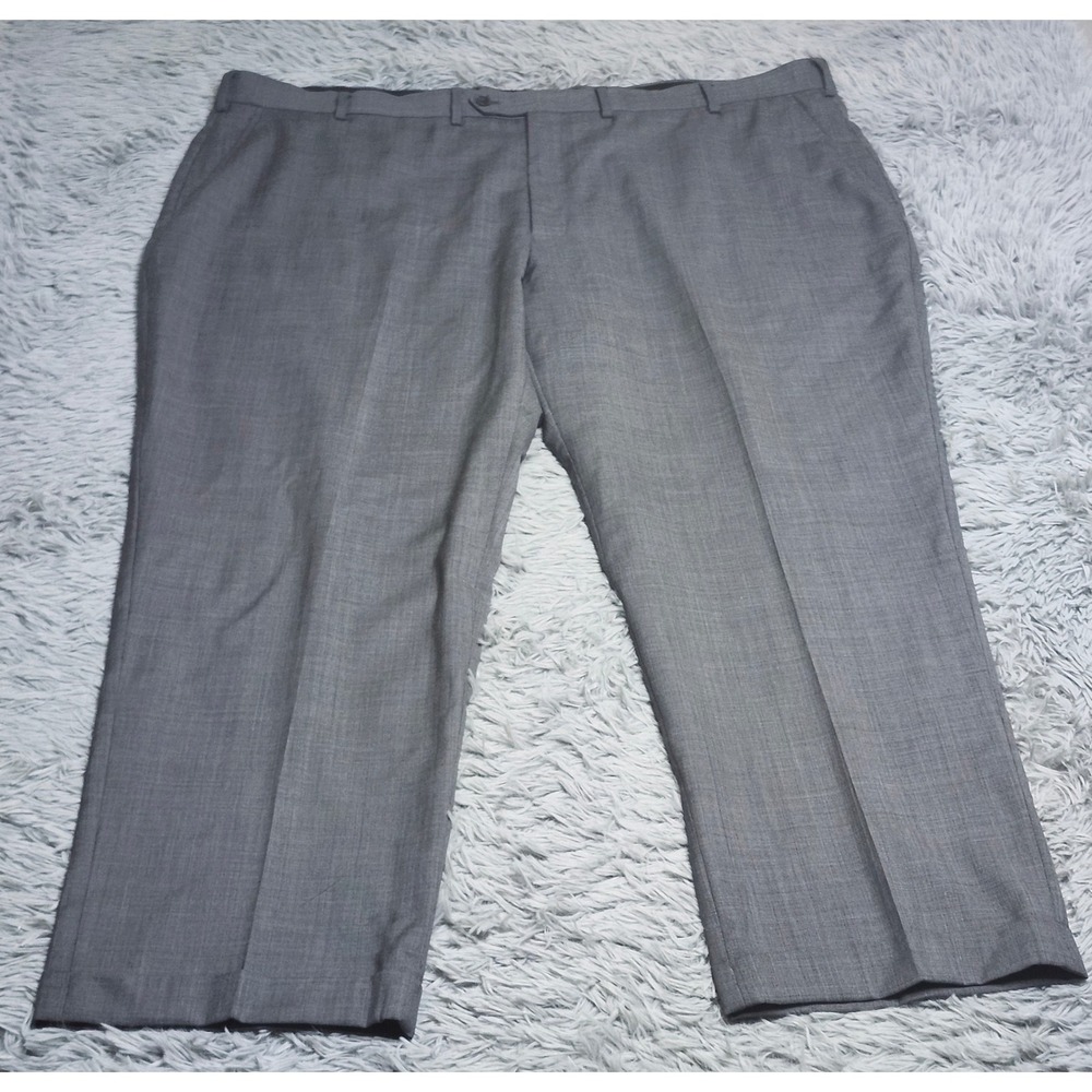 Paul Fredrick Dress Pants Mens 50x31 50 Gray Wool Flat Front Formal Big Tall